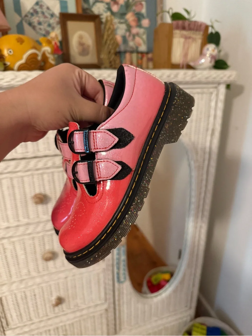 Dr. Martens Kids Pink Patent Double-Strap Mary Janes